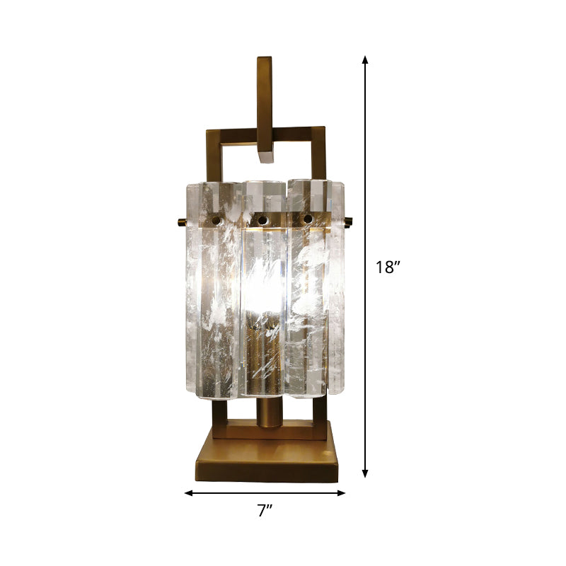 Gold Rectangular Desk Light Modernism 1 Head Beveled Crystal Nightstand Lamp for Bedroom Clearhalo 'Lamps' 'Table Lamps' Lighting' 465076