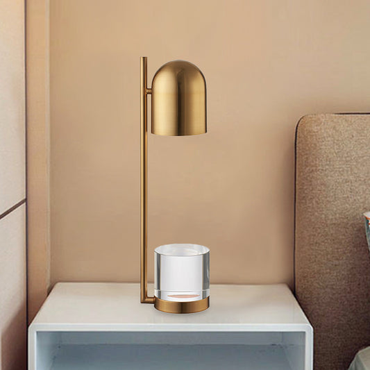 Cylinder Table Lamp Simplicity Clear Crystal 1 Head Gold Desk Light with Half-Caspule Metal Shade Clearhalo 'Lamps' 'Table Lamps' Lighting' 465078