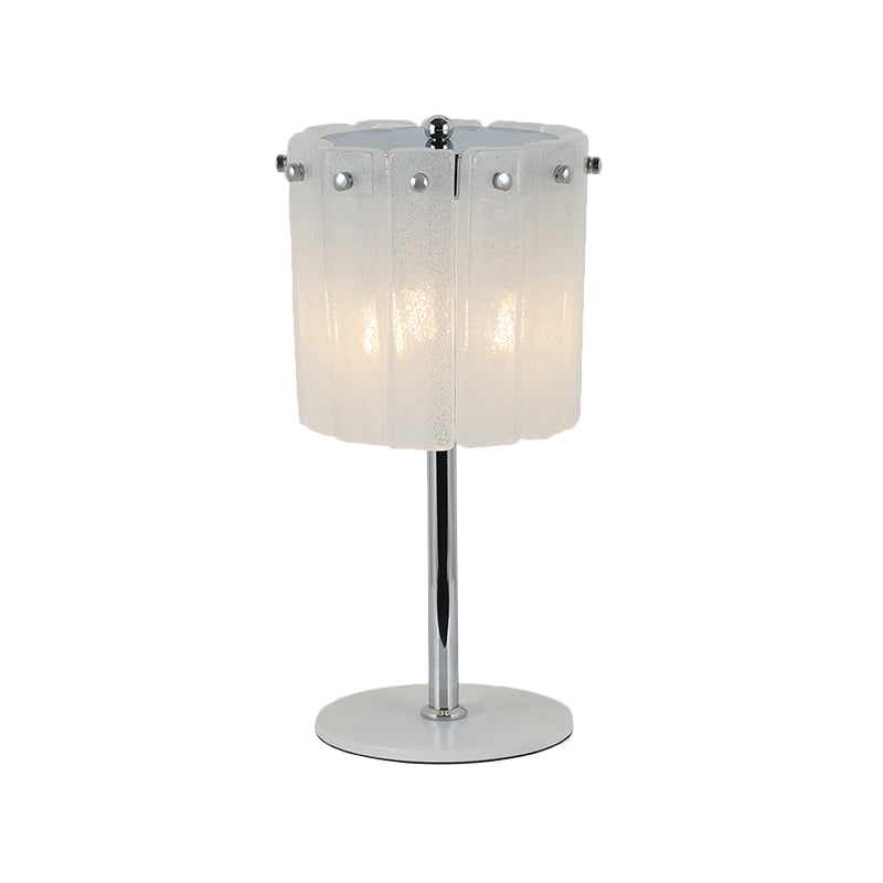 Contemporary 3 Heads Desk Light Chrome Drum Night Table Lamp with Crystal Crystal Bar Shade Clearhalo 'Lamps' 'Table Lamps' Lighting' 465094