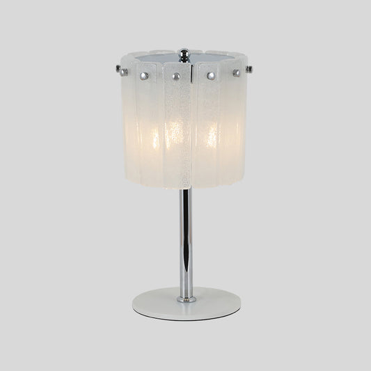 Contemporary 3 Heads Desk Light Chrome Drum Night Table Lamp with Crystal Crystal Bar Shade Clearhalo 'Lamps' 'Table Lamps' Lighting' 465095