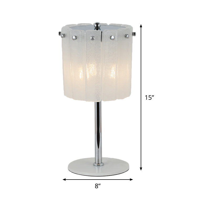 Contemporary 3 Heads Desk Light Chrome Drum Night Table Lamp with Crystal Crystal Bar Shade Clearhalo 'Lamps' 'Table Lamps' Lighting' 465096