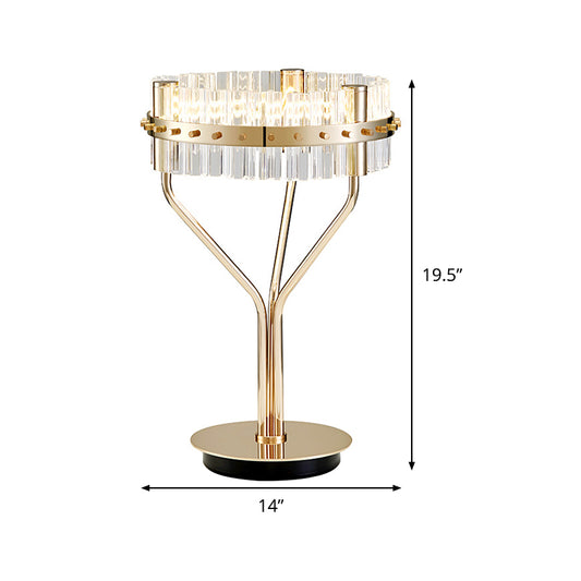 LED Cylindrical Desk Light Contemporary Beveled Crystal Night Table Lamp in Gold Clearhalo 'Lamps' 'Table Lamps' Lighting' 465111