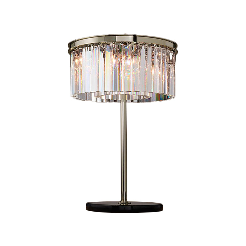 Cylindrical Living Room Desk Light Smoke Gray/Chrome Crystal LED Modernism Night Table Lamp Clearhalo 'Lamps' 'Table Lamps' Lighting' 465128