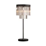 Simplicity Cylinder Shape Table Lamp Hand-Cut Crystal 3 Bulbs Reading Book Light in Black Clearhalo 'Lamps' 'Table Lamps' Lighting' 465132