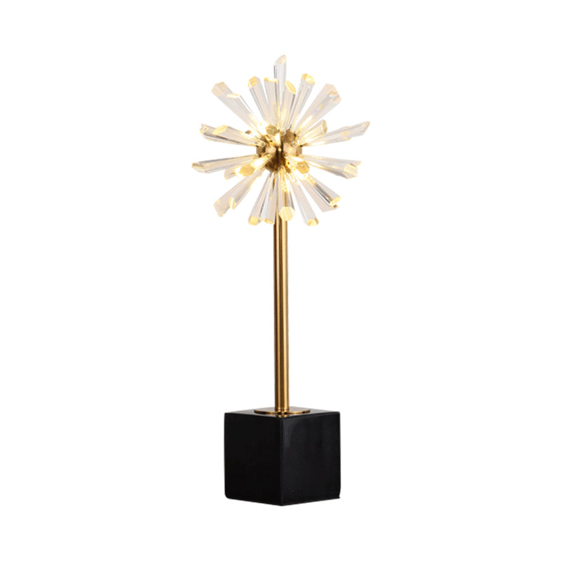 6 Heads Stamen Task Light Modern Faceted Crystal Nightstand Lamp in Gold with Marble Base Clearhalo 'Lamps' 'Table Lamps' Lighting' 465194