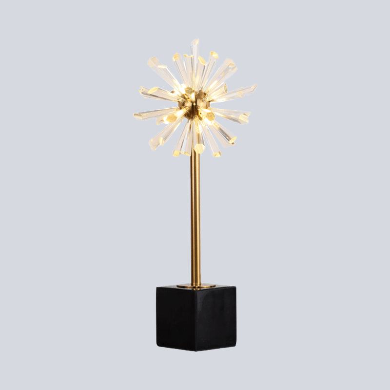 6 Heads Stamen Task Light Modern Faceted Crystal Nightstand Lamp in Gold with Marble Base Clearhalo 'Lamps' 'Table Lamps' Lighting' 465195