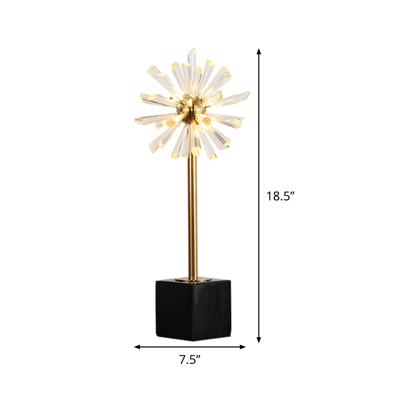 6 Heads Stamen Task Light Modern Faceted Crystal Nightstand Lamp in Gold with Marble Base Clearhalo 'Lamps' 'Table Lamps' Lighting' 465196