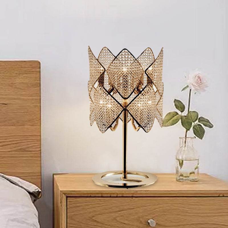 Gold Rhombus Desk Lamp Modernism LED Metallic Reading Book Light with Crystal Bead Gold Clearhalo 'Lamps' 'Table Lamps' Lighting' 465211