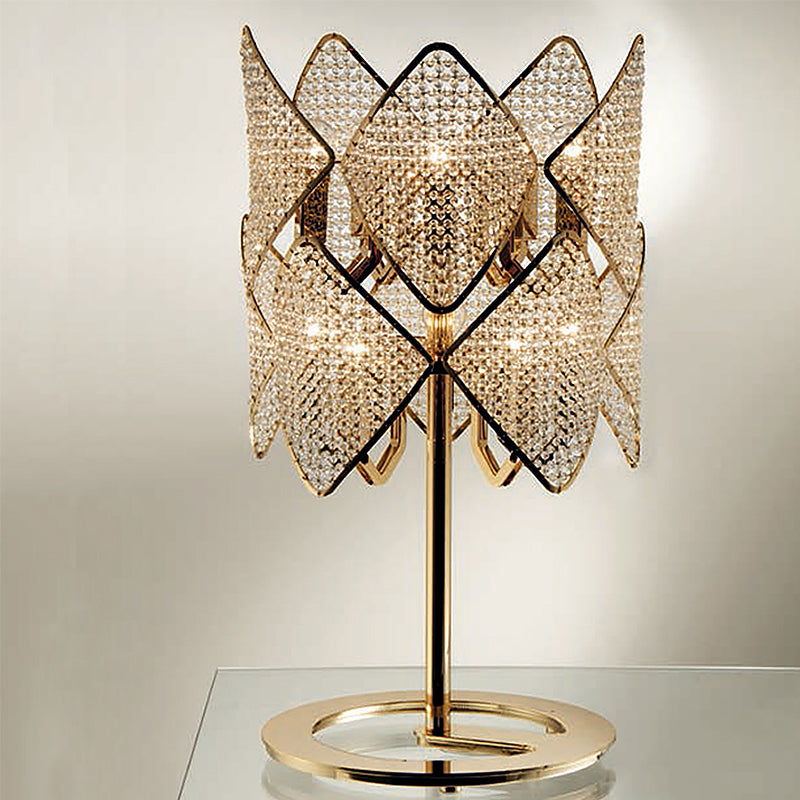 Gold Rhombus Desk Lamp Modernism LED Metallic Reading Book Light with Crystal Bead Clearhalo 'Lamps' 'Table Lamps' Lighting' 465212