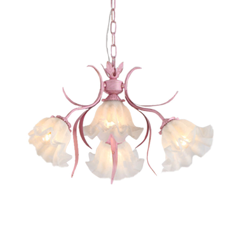 Pink 4/6/9 Lights Chandelier Lighting Antique Metal Scalloped Ceiling Light for Dining Room Clearhalo 'Ceiling Lights' 'Chandeliers' Lighting' options 465242