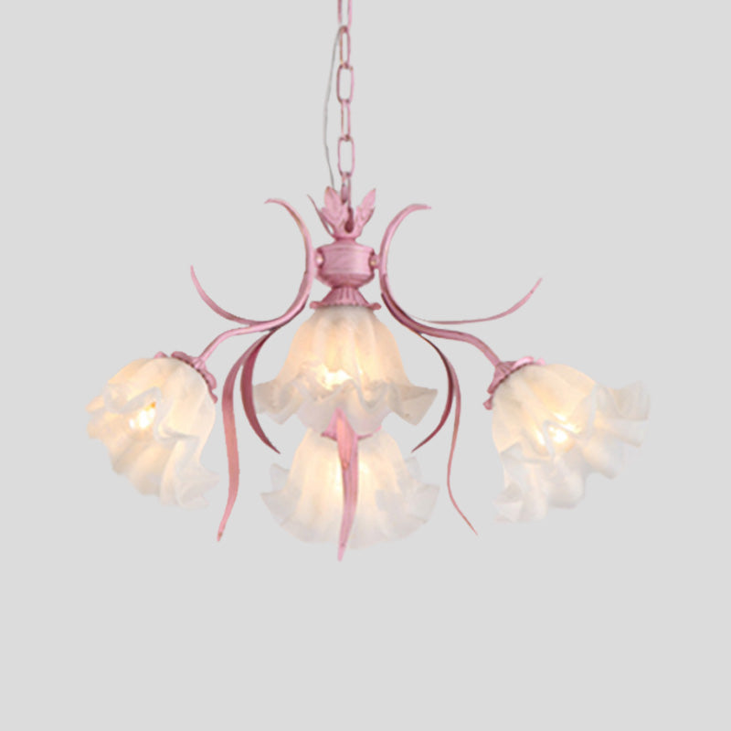 Pink 4/6/9 Lights Chandelier Lighting Antique Metal Scalloped Ceiling Light for Dining Room Clearhalo 'Ceiling Lights' 'Chandeliers' Lighting' options 465243