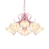 Pink 4/6/9 Lights Chandelier Lighting Antique Metal Scalloped Ceiling Light for Dining Room Clearhalo 'Ceiling Lights' 'Chandeliers' Lighting' options 465247