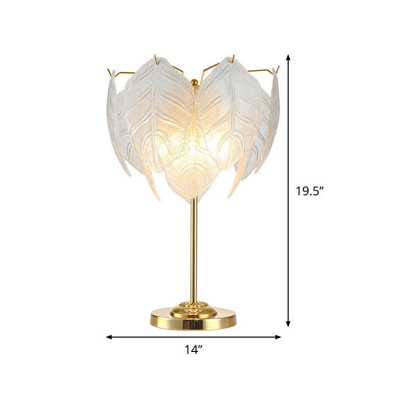 Leaf Reading Light Modernist Hand-Cut Crystal 3/4 Bulbs 14"/16" Wide Gold Nightstand Lamp Clearhalo 'Lamps' 'Table Lamps' Lighting' 465292