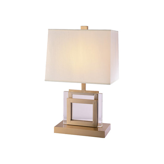 Contemporary 1 Head Task Lighting Gold Trapezoid Reading Book Light with Fabric Shade Clearhalo 'Lamps' 'Table Lamps' Lighting' 465297