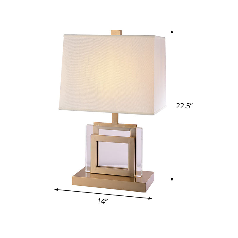 Contemporary 1 Head Task Lighting Gold Trapezoid Reading Book Light with Fabric Shade Clearhalo 'Lamps' 'Table Lamps' Lighting' 465298