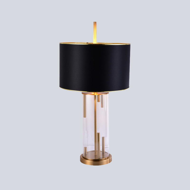 Contemporary 1 Bulb Table Light Black Cylindrical Small Desk Lamp with Fabric Shade Clearhalo 'Lamps' 'Table Lamps' Lighting' 465332