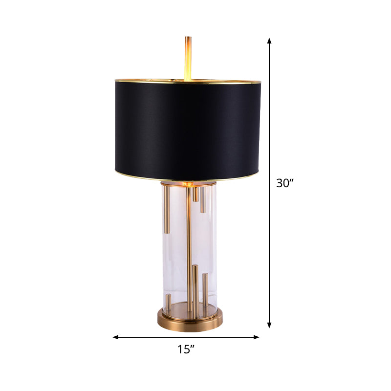 Contemporary 1 Bulb Table Light Black Cylindrical Small Desk Lamp with Fabric Shade Clearhalo 'Lamps' 'Table Lamps' Lighting' 465333