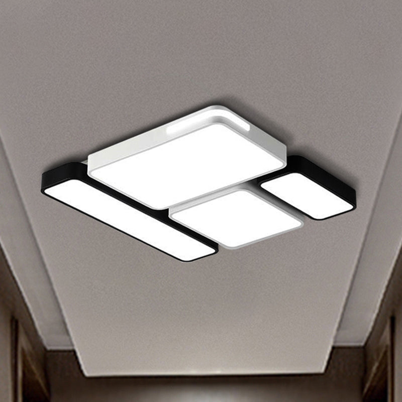 Simple Rectangle Ceiling Mount Light Acrylic Slim LED Ceiling Lamp in Black and White/White for Study Room Clearhalo 'Ceiling Lights' 'Close To Ceiling Lights' 'Close to ceiling' 'Flush mount' Lighting' 465365