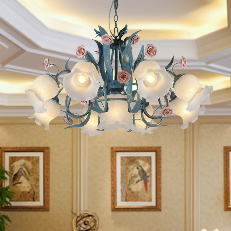 Blossom Dining Room Chandelier Korean Garden Metal 4/6/9 Heads Pink/White LED Ceiling Hang Fixture 9 Pink Clearhalo 'Ceiling Lights' 'Chandeliers' Lighting' options 465375_7a1d5e99-1c3a-41d6-8bc8-90af0b28aac0