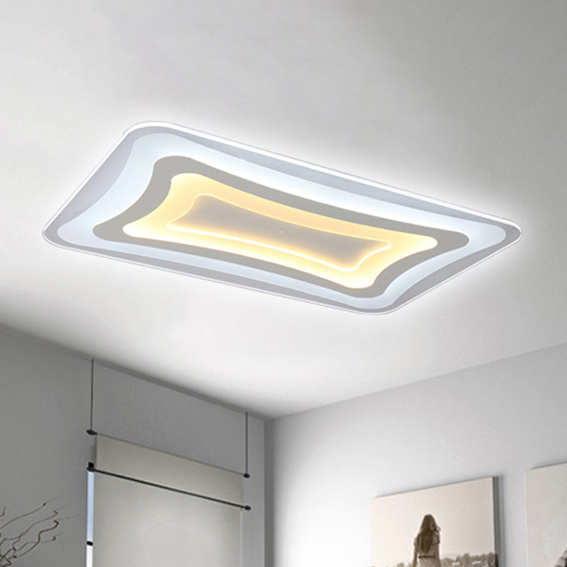 23.5"/35.5"/47" Wide Rectangular Acrylic Flushmount Simple LED White Ceiling Light in Warm/White Light Clearhalo 'Ceiling Lights' 'Close To Ceiling Lights' 'Close to ceiling' 'Flush mount' Lighting' 465379