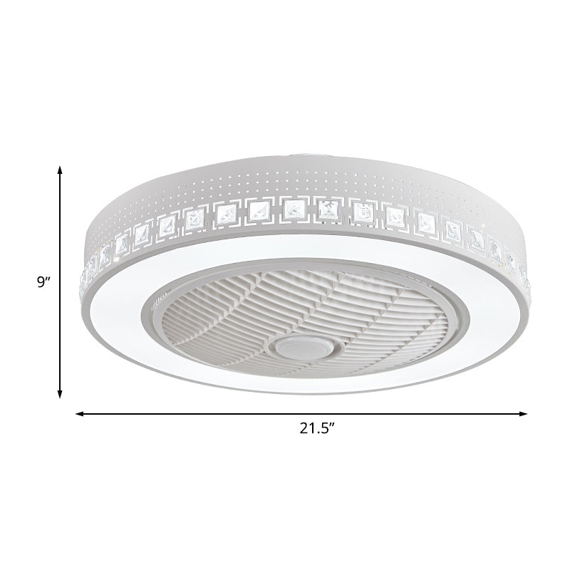 Ring Living Room Fan Lamp Modernism Acrylic LED 21.5" Wide White Semi Flush Mount Lighting with 3 Blades Clearhalo 'Ceiling Fans with Lights' 'Ceiling Fans' 'Modern Ceiling Fans' 'Modern' Lighting' 465421