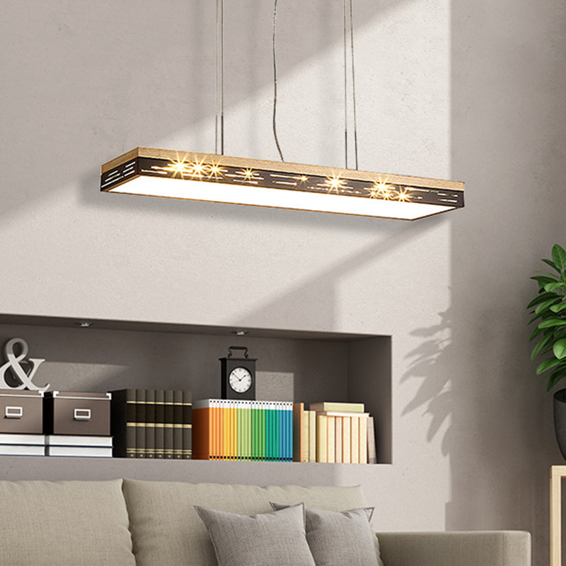 23.5"/31.5"/35.5" Wide Black Linear Pendant Ceiling Light Modern LED Hanging Light Fixture in Warm/White/Natural Light Clearhalo 'Ceiling Lights' 'Island Lights' Lighting' 465432