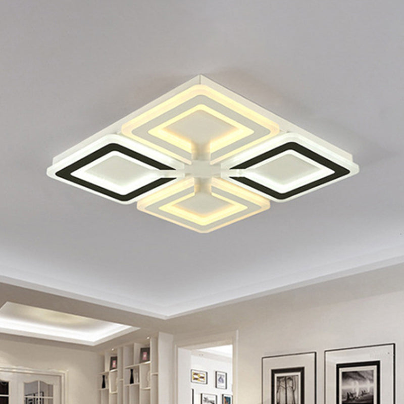 Diamond Pattern Flushmount Light Modern Acrylic LED Living Room Flush Mount Lamp in Warm/White/Second Gear Clearhalo 'Ceiling Lights' 'Close To Ceiling Lights' 'Close to ceiling' 'Flush mount' Lighting' 465465