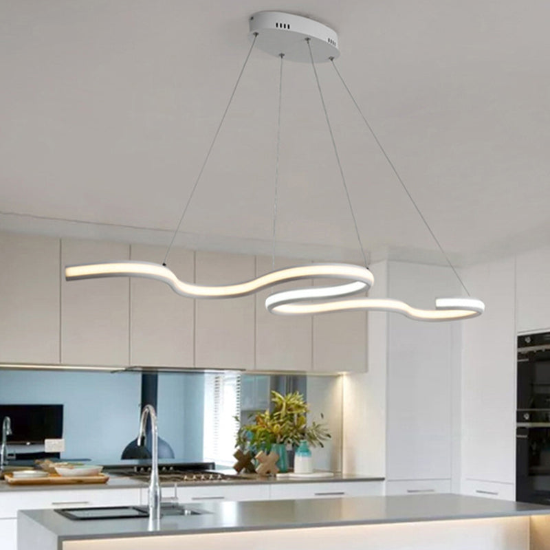 Simple LED Ceiling Light with Acrylic Shade White Twist Chandelier Pendant in Warm/Whit/Natural Light Clearhalo 'Ceiling Lights' 'Chandeliers' 'Modern Chandeliers' 'Modern' Lighting' 465485