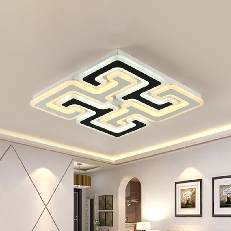 Modernism LED Ceiling Light with Acrylic Shade Black Maze Flush Mount Light in Warm/White/Second Gear Clearhalo 'Ceiling Lights' 'Close To Ceiling Lights' 'Close to ceiling' 'Semi-flushmount' Lighting' 465486