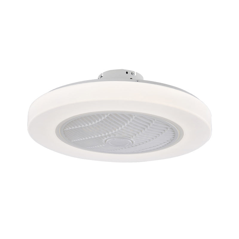 Contemporary Circle Pendant Fan Lighting LED Acrylic Semi Flush Ceiling Light Fixture in White with 3 Blades, 23" Wide Clearhalo 'Ceiling Fans with Lights' 'Ceiling Fans' 'Modern Ceiling Fans' 'Modern' Lighting' 465621