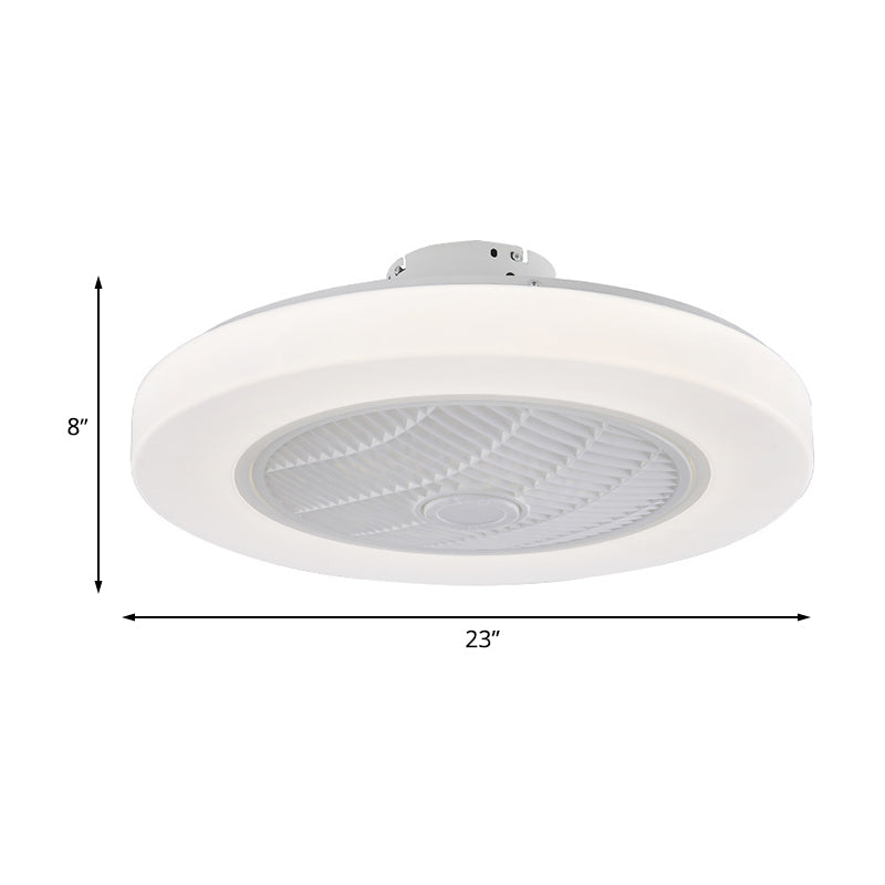 Contemporary Circle Pendant Fan Lighting LED Acrylic Semi Flush Ceiling Light Fixture in White with 3 Blades, 23" Wide Clearhalo 'Ceiling Fans with Lights' 'Ceiling Fans' 'Modern Ceiling Fans' 'Modern' Lighting' 465622