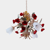 Curvy Arm Metal Chandelier Lighting Country Style 3/6 Bulbs Living Room LED Flower Pendant Light in Coffee Clearhalo 'Ceiling Lights' 'Chandeliers' Lighting' options 465660