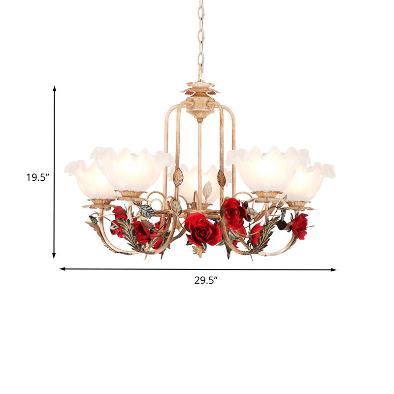 Brown Bloom Chandelier Light Fixture Countryside Metal 3/5/7 Lights Dining Room Hanging Pendant Clearhalo 'Ceiling Lights' 'Chandeliers' Lighting' options 465691