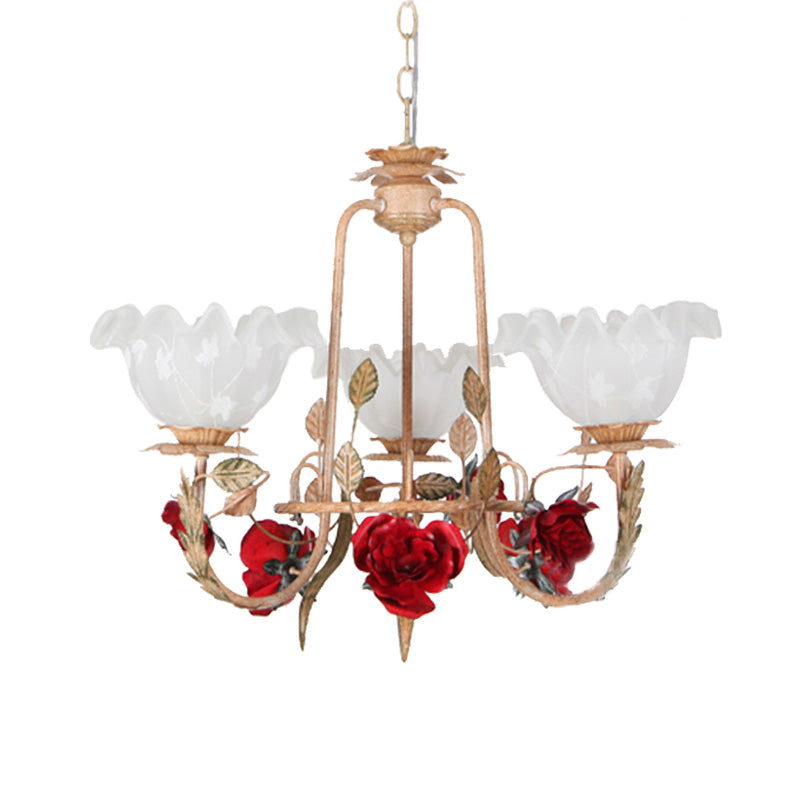 Brown Bloom Chandelier Light Fixture Countryside Metal 3/5/7 Lights Dining Room Hanging Pendant Clearhalo 'Ceiling Lights' 'Chandeliers' Lighting' options 465698