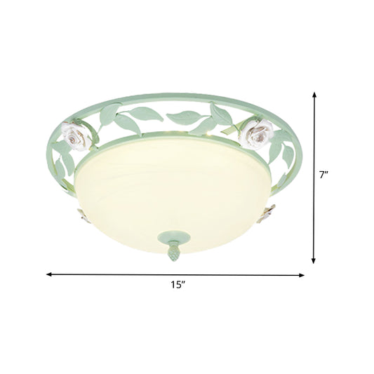 15"/19" W Metal Bowl Ceiling Lighting Korean Flower 1 Head Bedroom Flush Mount Light Fixture in Pink/Blue/Green Clearhalo 'Ceiling Lights' 'Close To Ceiling Lights' 'Close to ceiling' 'Flush mount' Lighting' 465787