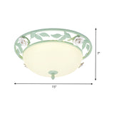 15"/19" W Metal Bowl Ceiling Lighting Korean Flower 1 Head Bedroom Flush Mount Light Fixture in Pink/Blue/Green Clearhalo 'Ceiling Lights' 'Close To Ceiling Lights' 'Close to ceiling' 'Flush mount' Lighting' 465787