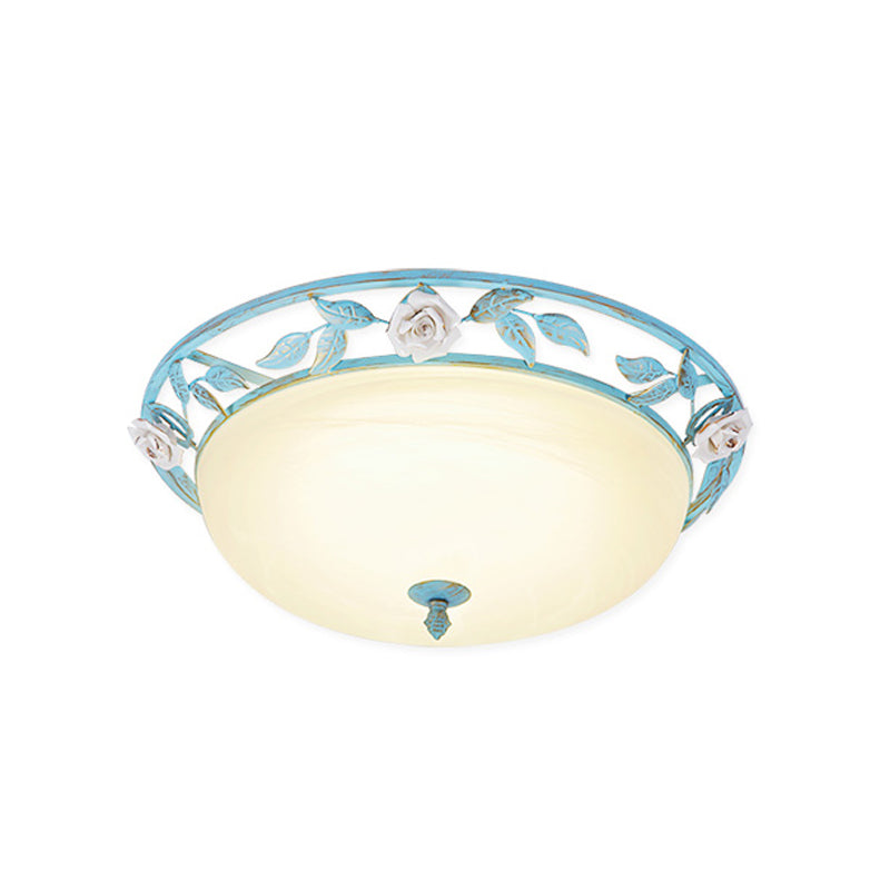 15"/19" W Metal Bowl Ceiling Lighting Korean Flower 1 Head Bedroom Flush Mount Light Fixture in Pink/Blue/Green Clearhalo 'Ceiling Lights' 'Close To Ceiling Lights' 'Close to ceiling' 'Flush mount' Lighting' 465793