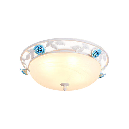 Pastoral Dome Ceiling Light Fixture 1 Bulb Metal Flush Mount Lighting in White for Living Room Clearhalo 'Ceiling Lights' 'Close To Ceiling Lights' 'Close to ceiling' 'Flush mount' Lighting' 465798