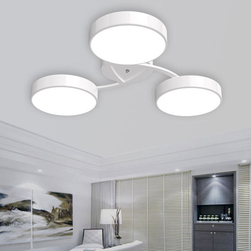 Black/White Drum Shade Ceiling Light 3/6/9 Heads Nordic Style Acrylic Semi Ceiling Mount Light for Living Room Clearhalo 'Ceiling Lights' 'Close To Ceiling Lights' 'Close to ceiling' 'Semi-flushmount' Lighting' 465942