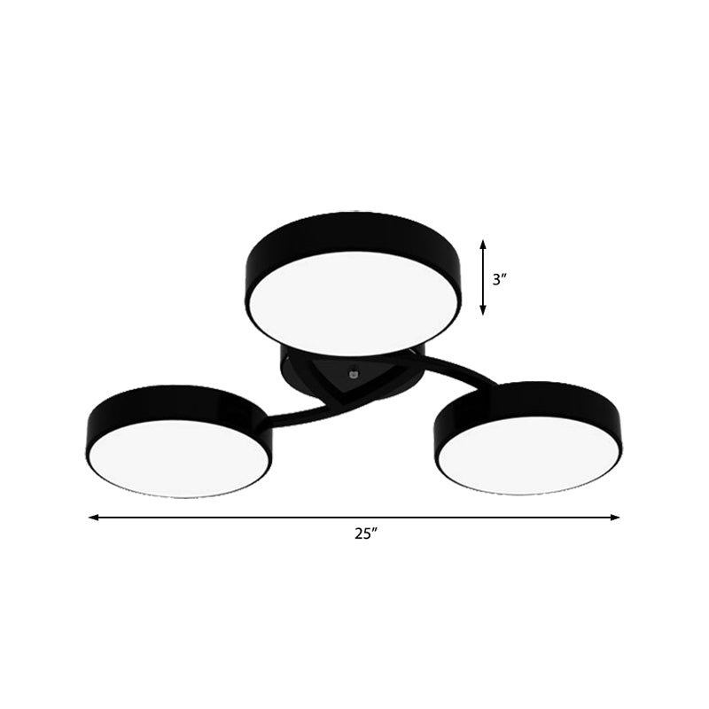 Black/White Drum Shade Ceiling Light 3/6/9 Heads Nordic Style Acrylic Semi Ceiling Mount Light for Living Room Clearhalo 'Ceiling Lights' 'Close To Ceiling Lights' 'Close to ceiling' 'Semi-flushmount' Lighting' 465943