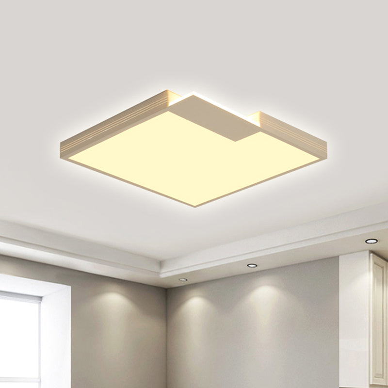 Squared Ceiling Lighting Minimalist Stylish LED 16"/19.5" Width Acrylic Flush Mount Lighting in White, Warm/White Lighting Clearhalo 'Ceiling Lights' 'Close To Ceiling Lights' 'Close to ceiling' 'Flush mount' Lighting' 465963