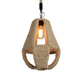 1 Light Pear Shape Pendant Lighting Industrial Beige Rope Hanging Lamp Kit for Coffee House Clearhalo 'Ceiling Lights' 'Industrial Pendants' 'Industrial' 'Middle Century Pendants' 'Pendant Lights' 'Pendants' 'Tiffany' Lighting' 466068