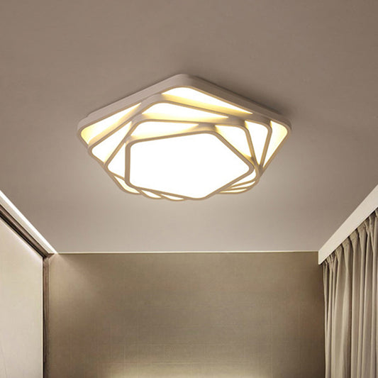 Pentagon Flush Ceiling Light Contemporary Metal LED White Bedroom Ceiling Mounted Light in Warm/White with Acrylic Diffuser Clearhalo 'Ceiling Lights' 'Close To Ceiling Lights' 'Close to ceiling' 'Flush mount' Lighting' 466099