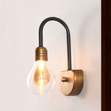 Clear Glass Bulb Wall Lighting Contemporary 1/2/3 Lights Led Wall Sconce Light in Brass with Curved Arm Clearhalo 'Cast Iron' 'Glass' 'Industrial' 'Modern wall lights' 'Modern' 'Tiffany' 'Traditional wall lights' 'Wall Lamps & Sconces' 'Wall Lights' Lighting' 466112