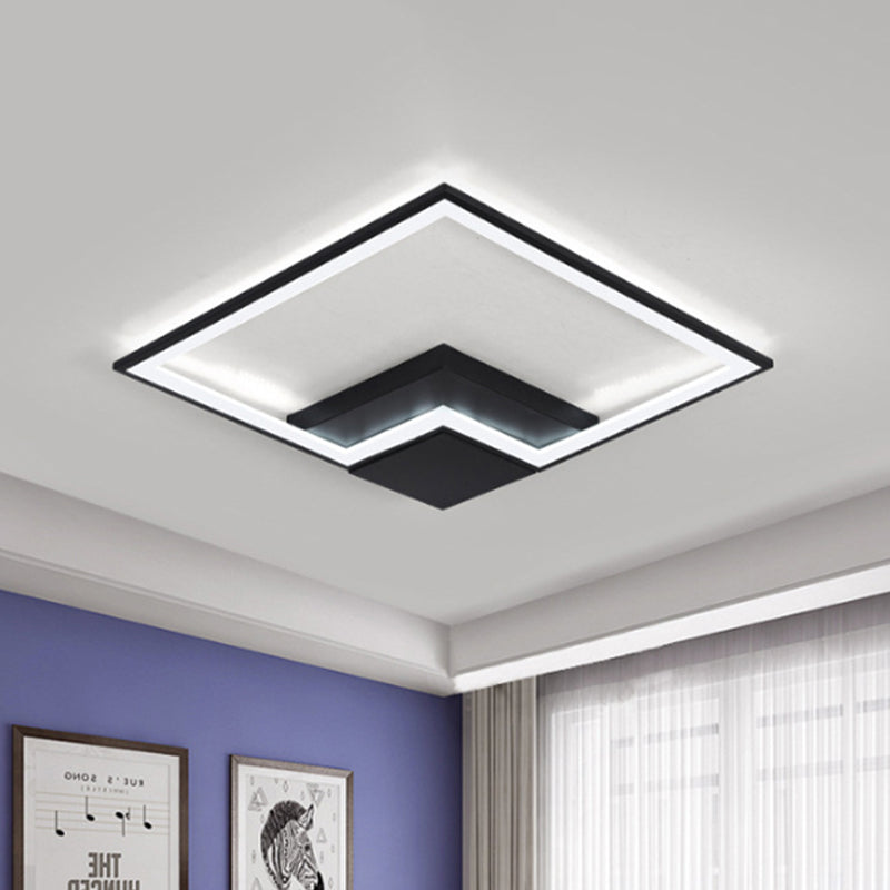 Black/White/Black and White Torch Square Ceiling Lamp Simplicity 16"/19.5"/23.5" Wide LED Acrylic Flush Mount Light in Warm/White Light Clearhalo 'Ceiling Lights' 'Close To Ceiling Lights' 'Close to ceiling' 'Flush mount' Lighting' 466174