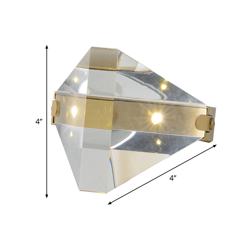 Diamond Table Lighting Contemporary Clear Crystal LED Small Desk Lamp in Brass for Bedroom Clearhalo 'Lamps' 'Table Lamps' Lighting' 466184