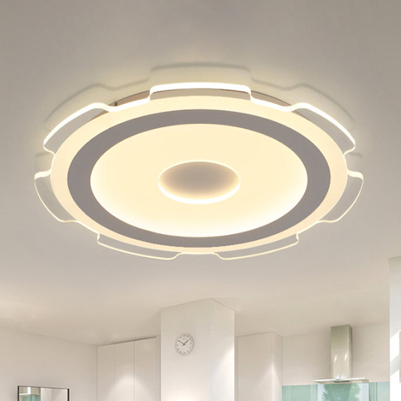 16.5"/20.5"/24.5" Wide Gear Flushmount Modern Acrylic LED Living Room Flush Mount Light in Warm/White Light Clearhalo 'Ceiling Lights' 'Close To Ceiling Lights' 'Close to ceiling' 'Semi-flushmount' Lighting' 466196