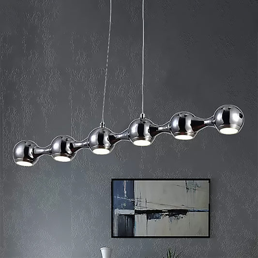 Modern Ball Pendant Ceiling Light Metal 6 Lights Chrome Living Room Island Lighting in Warm/White Clearhalo 'Ceiling Lights' 'Island Lights' Lighting' 466239