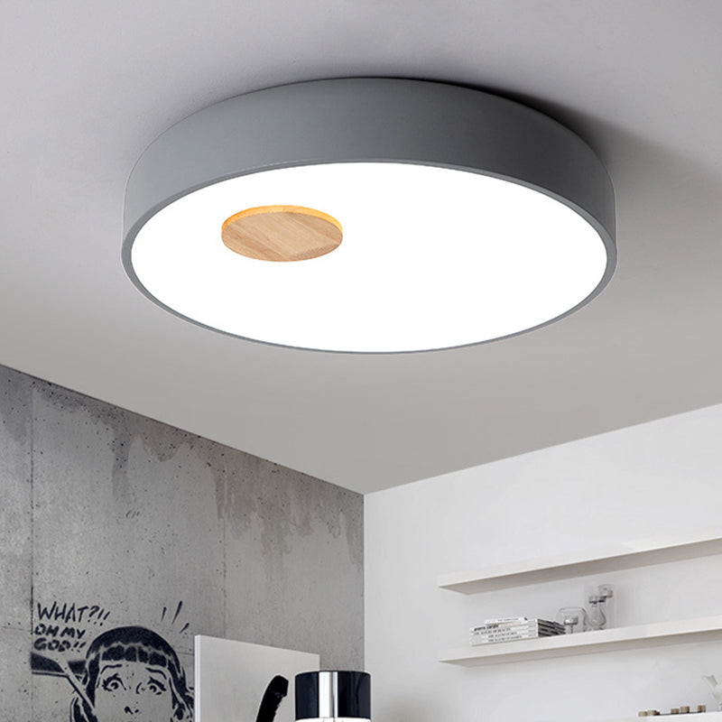 Round Metal Flush Ceiling Light Fixture with Acrylic Diffuser Nordic Gray/Yellow/Green Ceiling Flush Mount for Living Room in Warm/White Clearhalo 'Ceiling Lights' 'Close To Ceiling Lights' 'Close to ceiling' 'Flush mount' Lighting' 466479