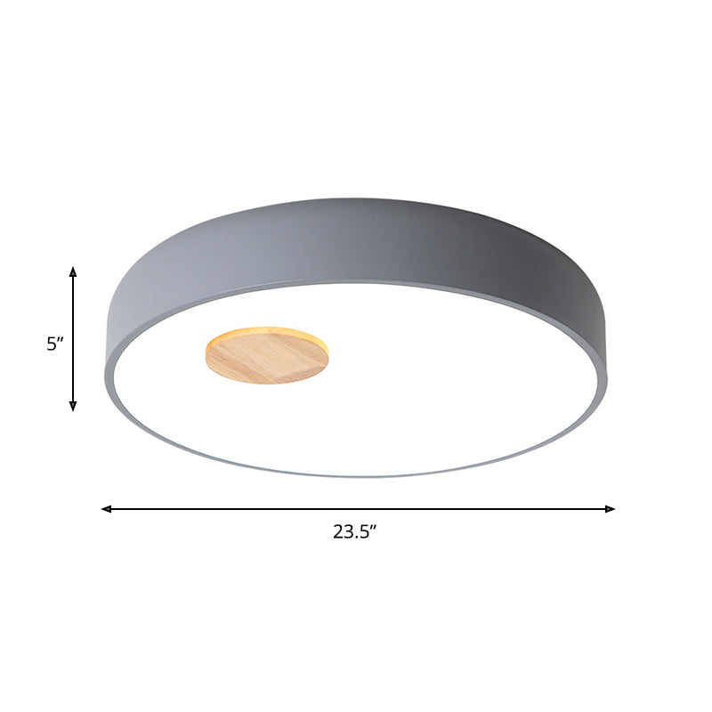 Round Metal Flush Ceiling Light Fixture with Acrylic Diffuser Nordic Gray/Yellow/Green Ceiling Flush Mount for Living Room in Warm/White Clearhalo 'Ceiling Lights' 'Close To Ceiling Lights' 'Close to ceiling' 'Flush mount' Lighting' 466480